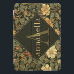 Vintage Dark William Morris Floral Monogram<br><div class="desc">This simple yet elegant design features a dark, elegant William Morris inspired floral pattern in sage green, soft gold, and rich rust on a black background. Keep your iPad tablet protected with style. Add a name to personalize it. Makes a great Christmas or Mother's Day gift. Created by Simply Farmhouse...</div>