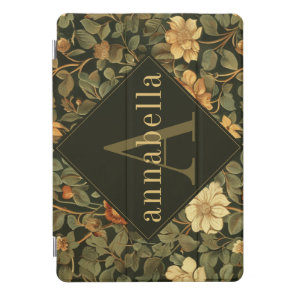 Vintage Dark William Morris Floral Monogram iPad Pro Cover
