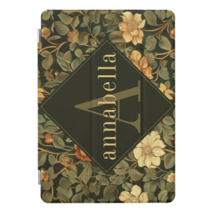 Vintage Dark William Morris Floral Monogram iPad Pro Cover