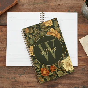 Vintage Dark William Morris Floral Monogram Planner