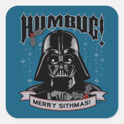 Vintage Darth Vader "Humbug! Merry Sithmas!" Square Sticker
