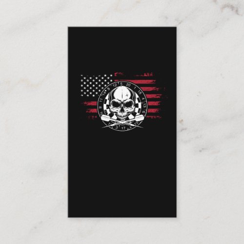 Vintage Darts American Flag Skull USA Patriotic Da Business Card