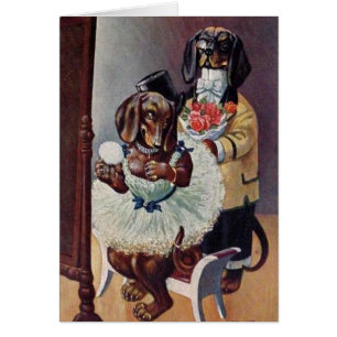 Vintage - Date Night for Dachshund Couple,
