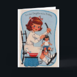 Vintage Daughter Birthday Card<br><div class="desc">Retro / Vintage Birthday greeting card.  Beautiful little girl putting rollers in her doll's hair!  To A Dear Daughter On Her Birthday!  Adorable Daughter Birthday Card!</div>