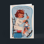 Vintage Daughter Birthday Card<br><div class="desc">Retro / Vintage Birthday greeting card.  Beautiful little girl putting rollers in her doll's hair!  To A Dear Daughter On Her Birthday!  Adorable Daughter Birthday Card!</div>