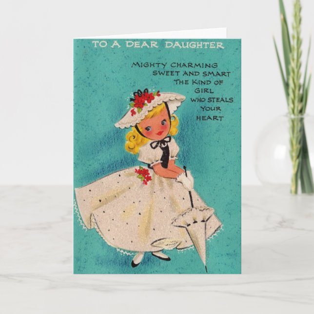 Vintage Daughter Birthday Greeting Card (Front)