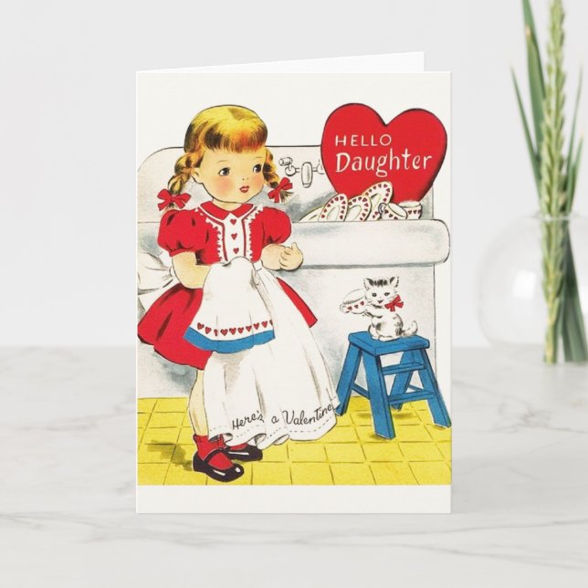 Vintage Daughter Valentine's Day Greeting Card (Front)