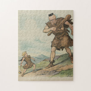 Vintage David Versus Goliath Illustration (1905) Jigsaw Puzzle