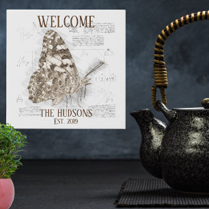 Vintage DaVinci Style Drawing Butterfly Graphic Faux Canvas Print