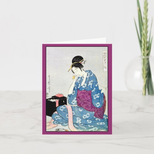 Vintage Day of Sewing in Old Japan Blank Note Card