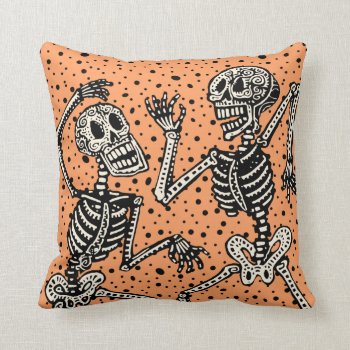 Vintage Day Of The Dead Dancing Skeletons Throw Pillow by Vintage_Halloween at Zazzle