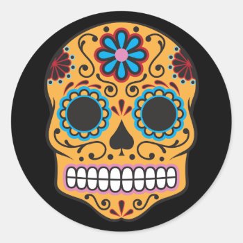 Vintage Day Of The Dead Sugar Skull Sticker by Vintage_Halloween at Zazzle