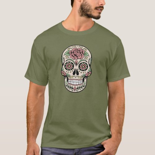 Vintage Day of the Dead Sugar Skull T_Shirt