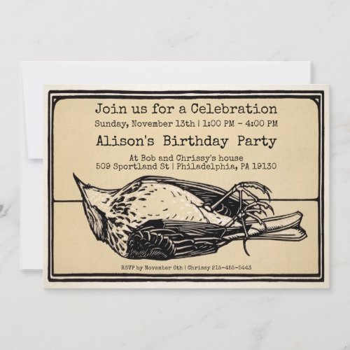 Vintage Dead Bird Customizable Party Invitation