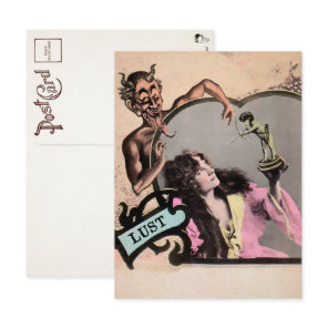 Vintage Deadly Sin Lust Postcard
