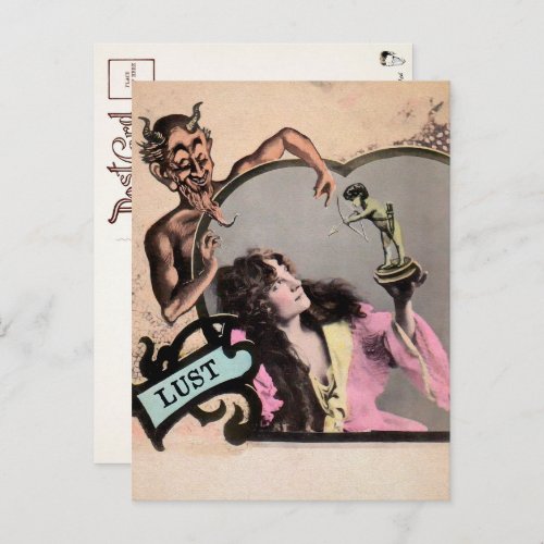 Vintage Deadly Sin Lust Postcard 
