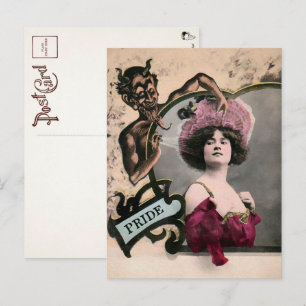 Vintage Deadly Sin Pride Postcard 