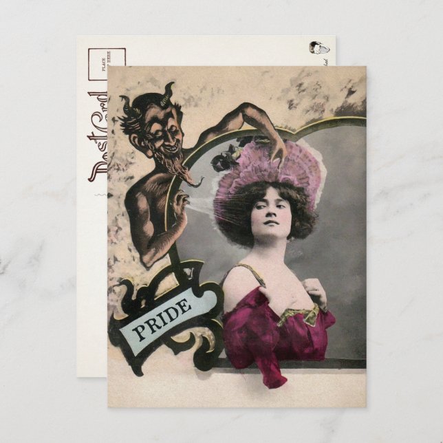 Vintage Deadly Sin Pride Postcard  (Front/Back)