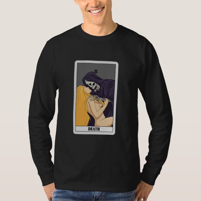 Vintage Death Grim Reaper Kiss Tarot Card T-Shirt (Front)
