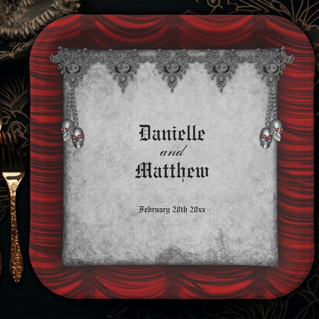 Vintage Decadence Old Parchment Gothic Wedding  Paper Plates (Creator Uploaded)