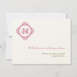 Vintage decay pink initial wedding rsvp response invitation