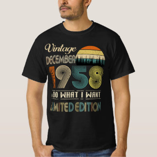 Vintage December 1958 T-Shirt Retro Style Birthday