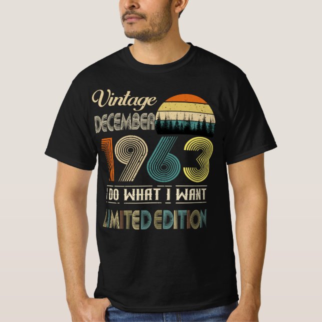 Vintage December 1963 T-Shirt Retro Style Birthday (Front)