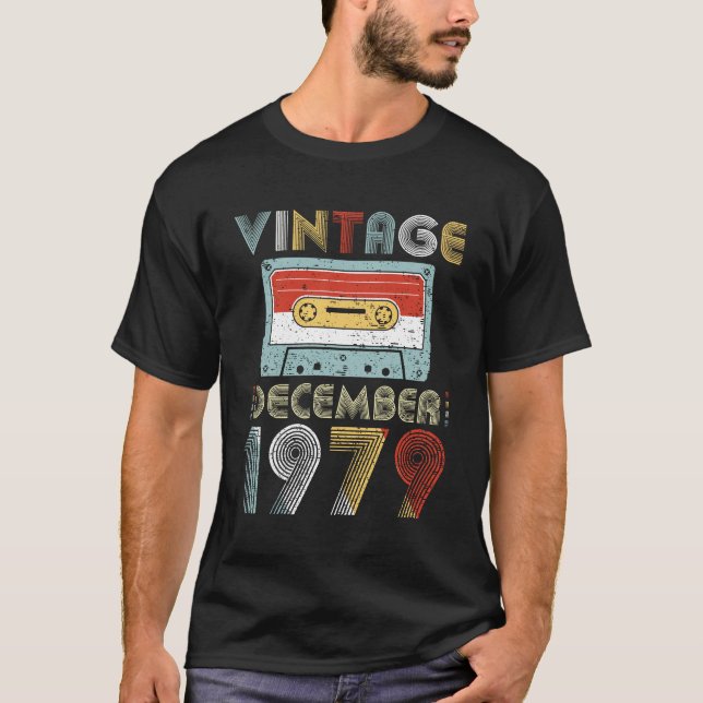 Vintage December 1979 Birthday Cassette Tape T-Shirt (Front)