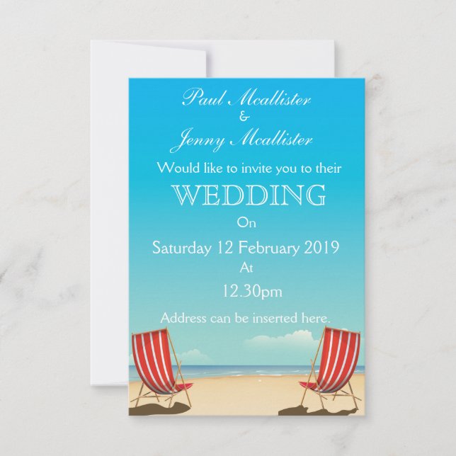 Vintage Deck chairs wedding invitation (Front)