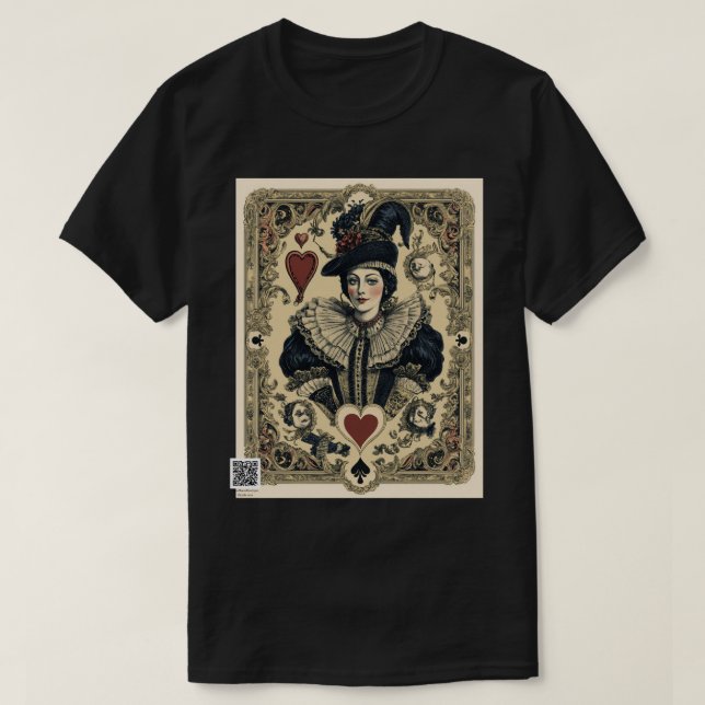 Vintage Deck Queen Of Hearts T-Shirt (Design Front)