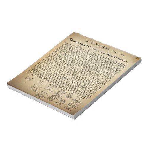 Vintage Declaration of Independence Notepad