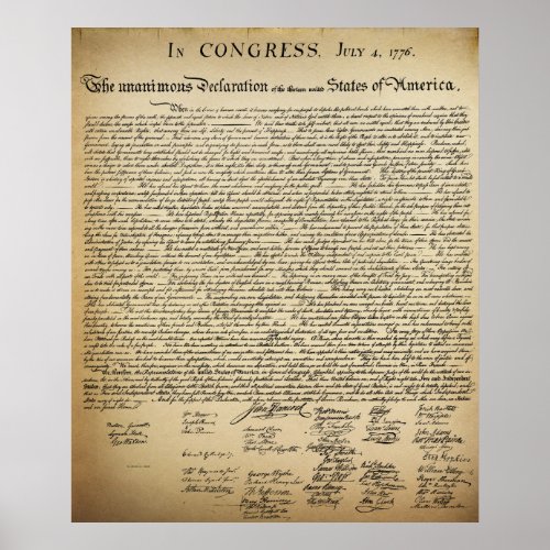 Vintage Declaration of Independence Original Size Poster