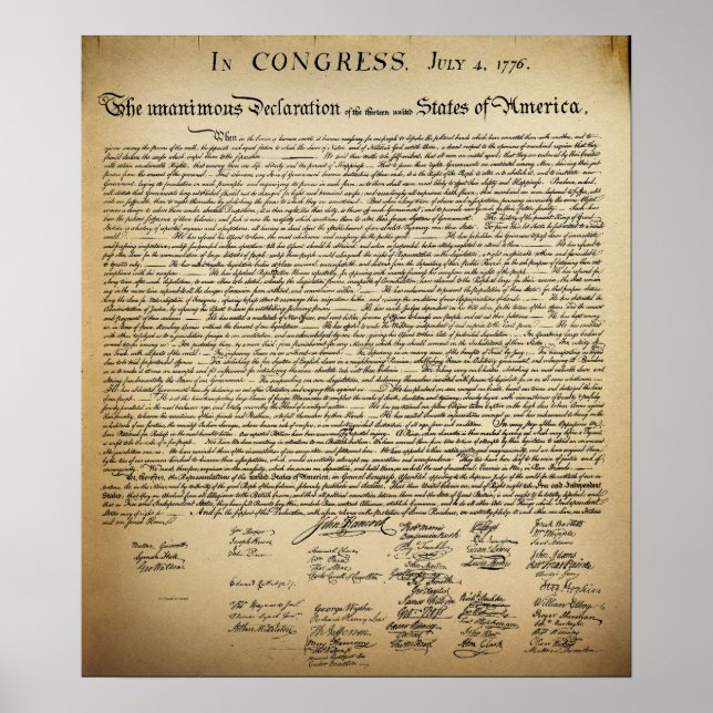 Vintage Declaration of Independence Print (Front)