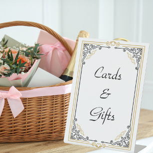 Vintage Deco Art Black Wedding Cards & Gifts Pedestal Sign