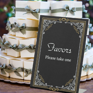 Vintage Deco Art Black Wedding Favors Pedestal Sign