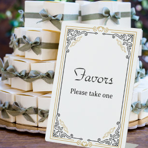 Vintage Deco Art Black Wedding Favors Pedestal Sign