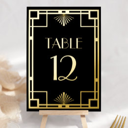 Vintage Deco Black Gold Foil Table Numbers