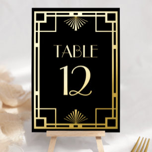 Vintage Deco Black Gold Foil Table Numbers