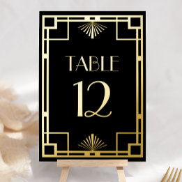 Vintage Deco Black Gold Foil Table Numbers