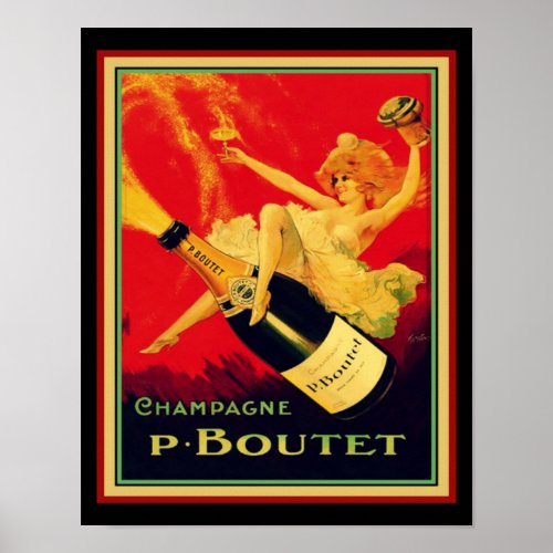 Vintage Deco  P Boutet Champagne Poster