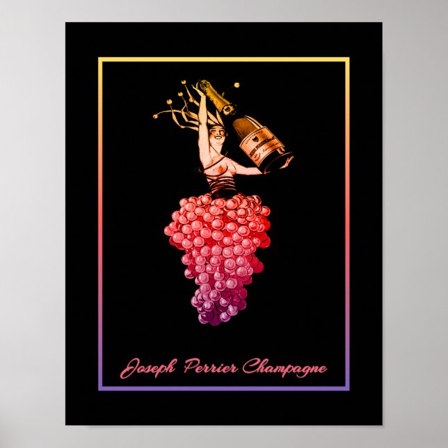 Vintage, Deco, Perrier Champagne Ad Poster (Front)