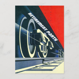 Vintage Deco Train Tracks Retirement RR Invitation