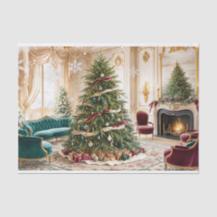 Vintage Decorated Christmas Living Room Tissue Paper