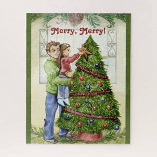 Vintage Decorating the Christmas Tree w/Dad Jigsaw Puzzle