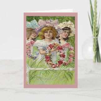 Vintage Decoration Day Girls Holiday Card