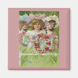 Vintage Decoration Day Girls Magnet