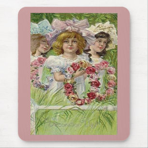 Vintage Decoration Day Girls Mouse Pad