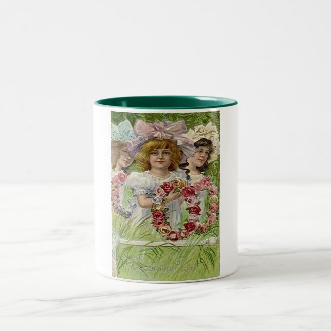 Vintage Decoration Day Girls Two-Tone Coffee Mug (Center)
