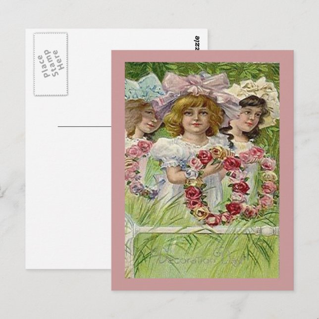Vintage Decoration Day Girls, ZSSG Postcard (Front/Back)