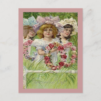 Vintage Decoration Day Girls, ZSSG Postcard